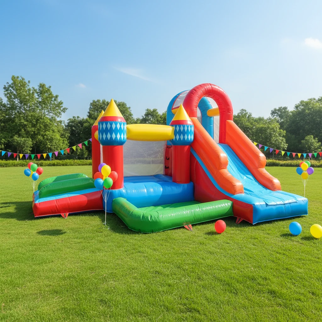 

Best Selling Sale Colorful Bouncy Castle 4m*6m 0.55mm Pvc Inflatable House Jumping Castle with Pool Water Slide for Water Park