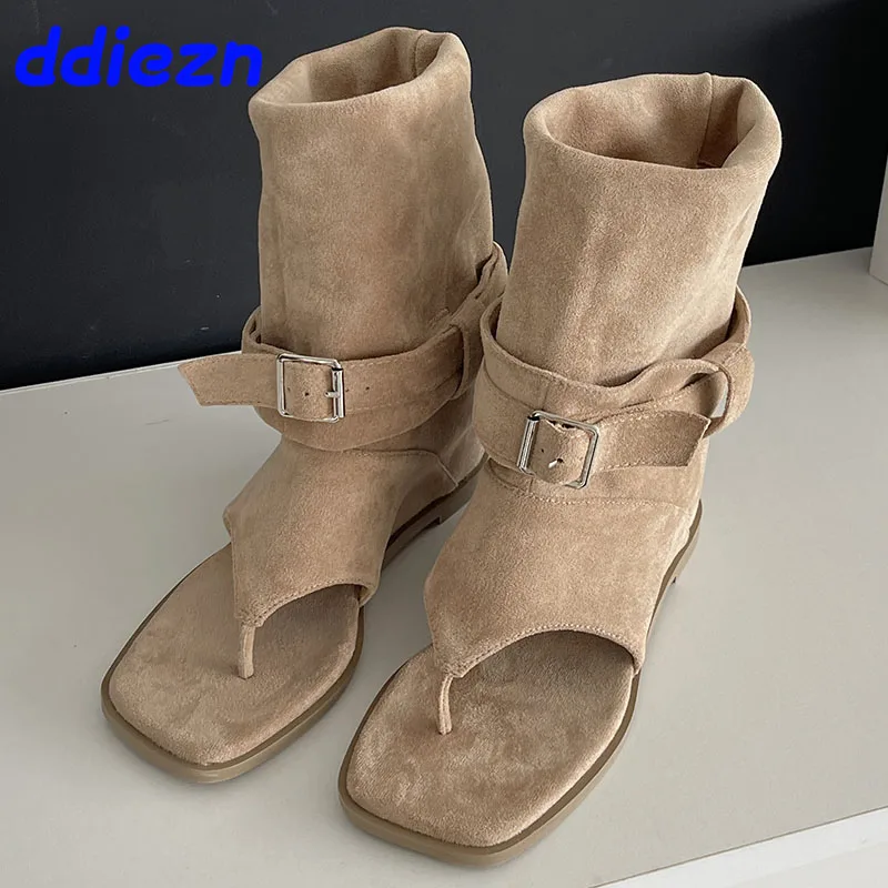 2024 Footwear Gladiator Ladies Sandals Shoes Summer Fashion Height Increasing Women Knee High Sandals Boots Female Flip Flops