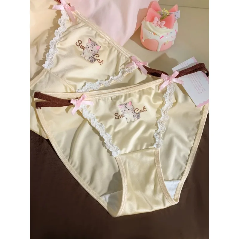 Cotton Girls Panties Cute Cat Sexy Japanese Lace Women Briefs Lady Underwear G String Female Low Waist Lingerie