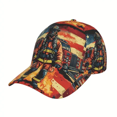 Firefighter Hero Stylish Printed Baseball Cap Suitable for Sports Running Adjustable for Everyday Wear And Outdoor Activities