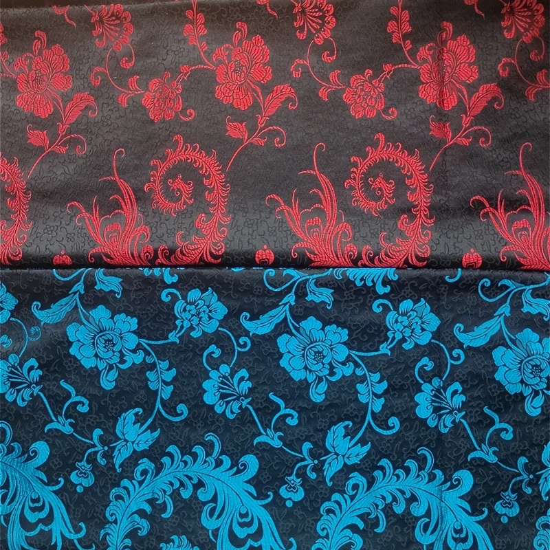 108 inch * 29,52 inch satijnen jacquard stof met veren zijde bloemenpatronen gebruikt voor het naaien van kimono-stijl gewaden dameskleding