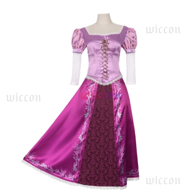 رابونزيل كوسبلاي للأطفال كرنفال أنيمي الضفائر مع الزهور حفلة الهالوين فتاة الزي #3