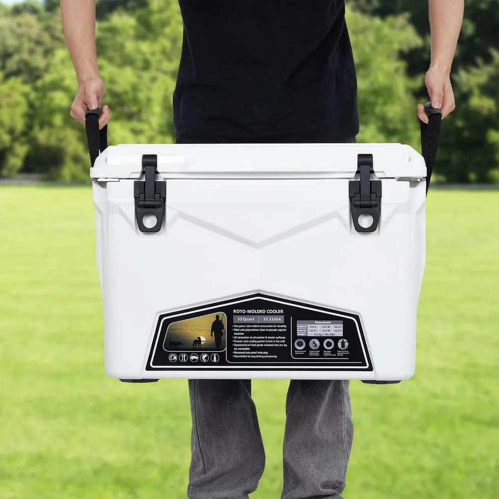 مبرد ثلج معزول بسعة 20 لترًا مع مقبض عالي التحمل للتخييم ورحلات الشاطئ، يحتفظ على الثلج لمدة 5 أيام