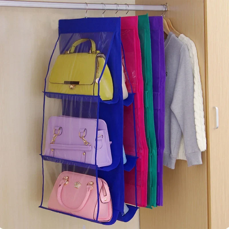 Hanging Handbag Organizer for Wardrobe Closet Transparent Storage Bag Door Wall Clear Sundry Shoe Bag with Hanger Pouch