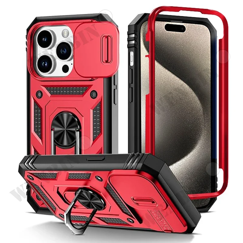 Hülle für iPhone 17 16 16e 15 14 13 12 11 Pro Max Plus Mini XS XR 8Plus 8 7SE Heavy Duty mit Kamera 360 Grad Kickstand Cover