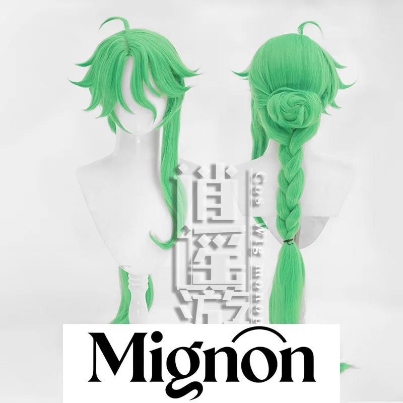 

Genshin Impact Baizhu Косплей Парик Зеленые косы Челка Длинные волосы Подарок на Хэллоуин