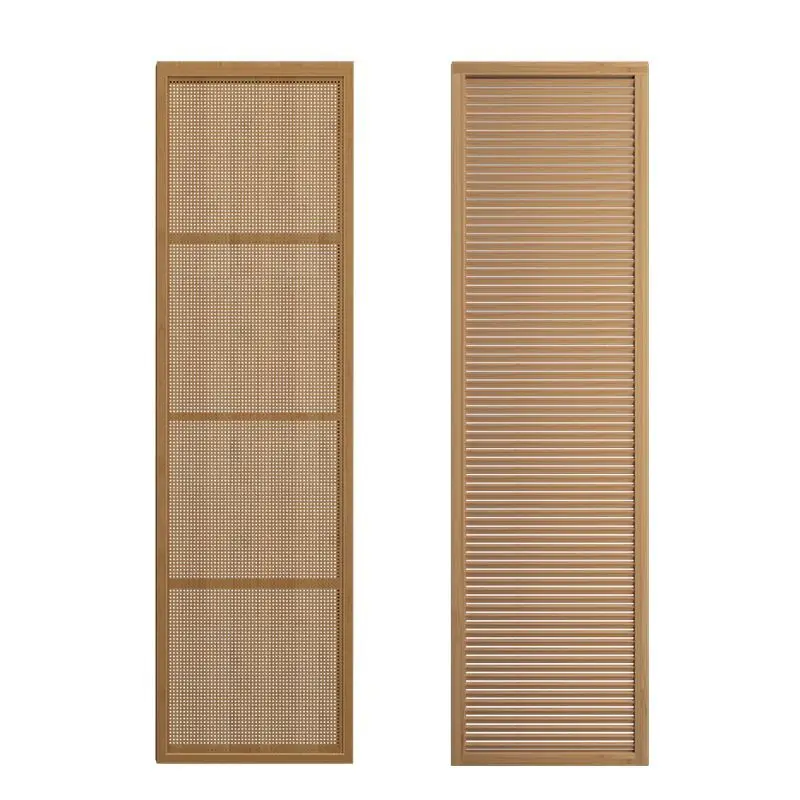 Open wardrobe door Rattan folding sliding sliding Japanese wardrobe door Nanzhu solid wood louver cloakroom door