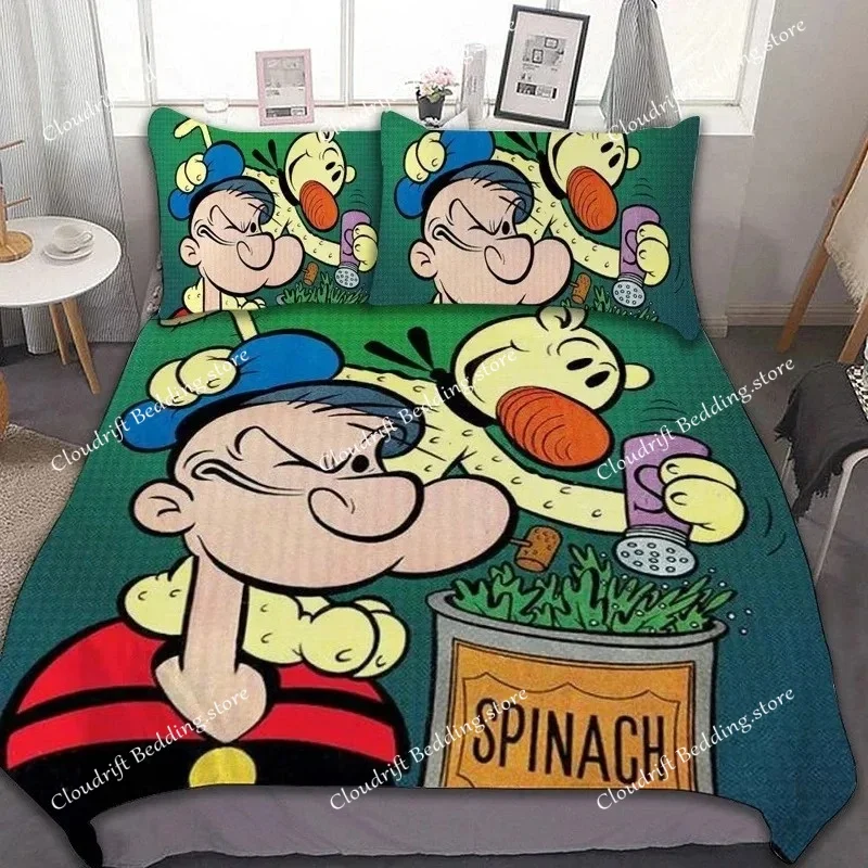 Exquisite 3D the Sailor Wallpaper Cartoon P-Popeyes Digital Printing Bedding Set Duvet Cover Comforter Bed Boys Girls Gift