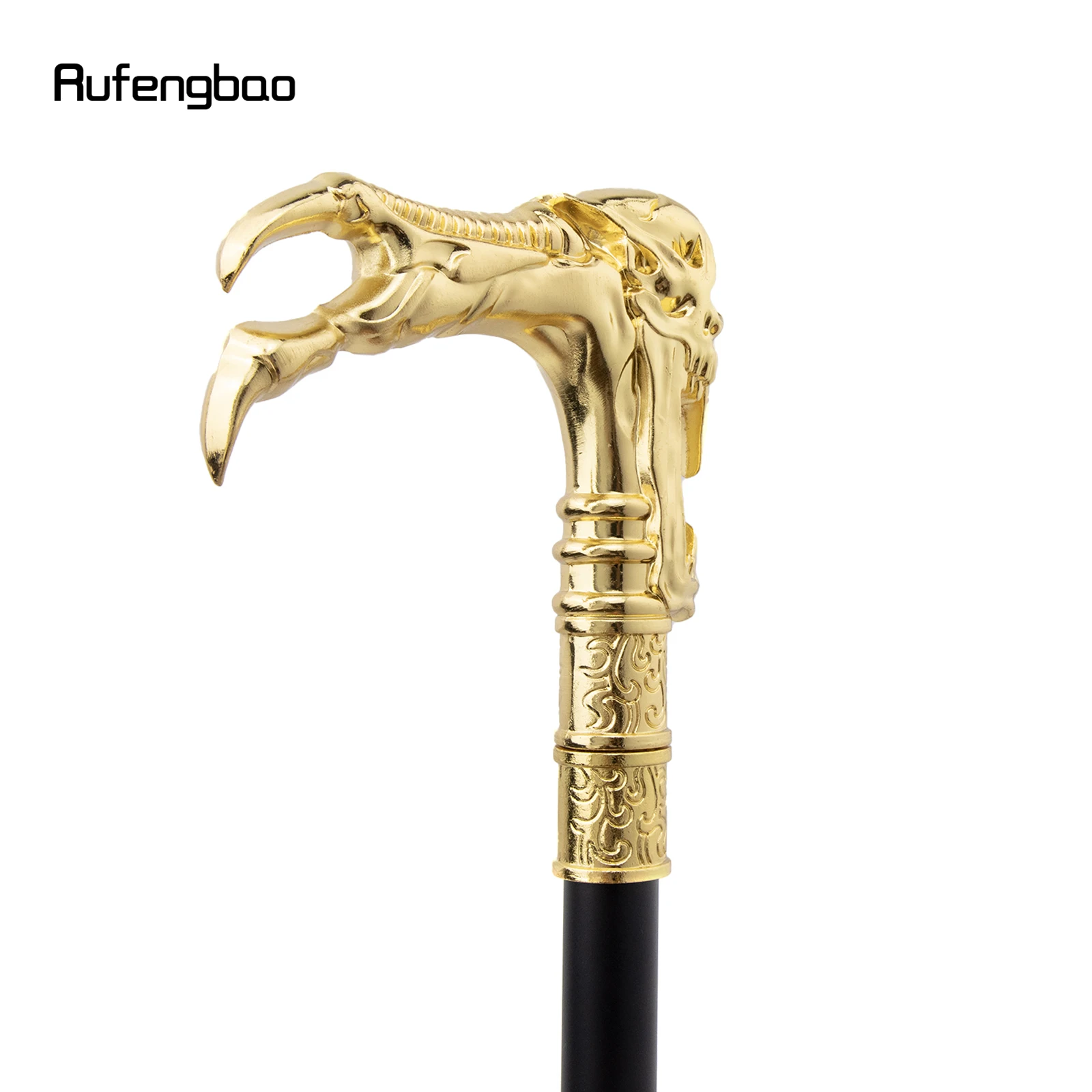 Golden Ghost Skull Head Walking Stick ที่ซ่อนอยู่แผ่น Self Defense แฟชั่น Cane แผ่นฮาโลวีนคอสเพลย์ Crosier Stick 93ซม.