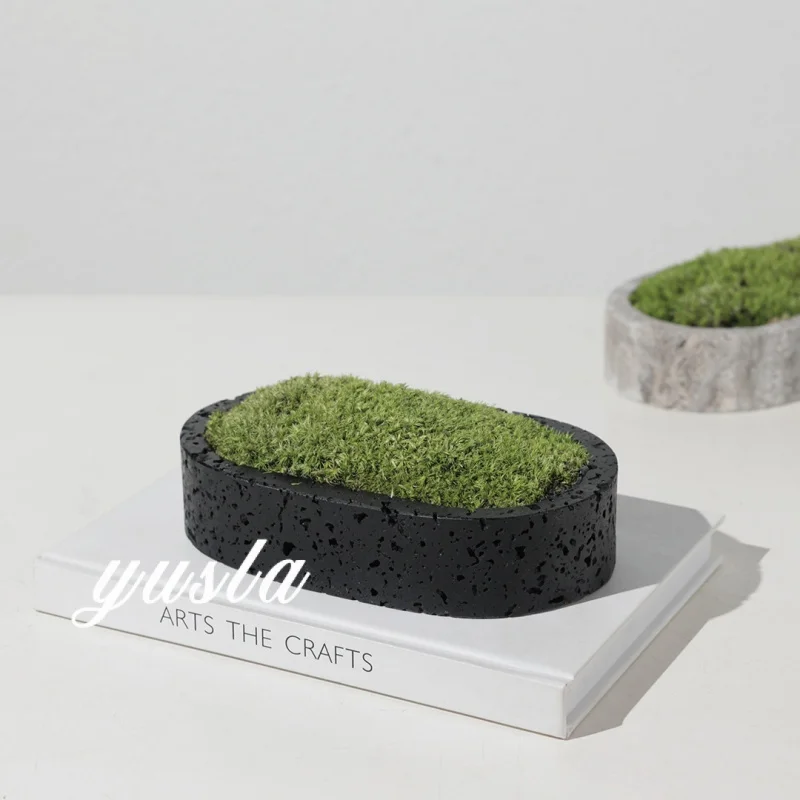 Minimalist marble imitation potted green plants for living room, entryway cabinet, model room, office, and study room soft decor