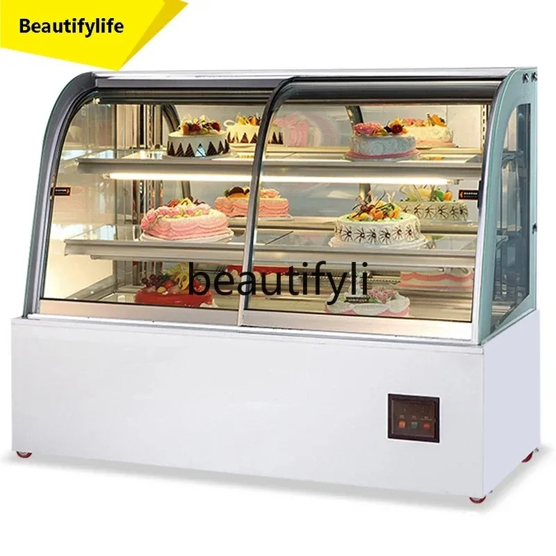 

Curved Cake Refrigerated Display Cabinet Fruit Delicatessen Dessert Fresh-keeping Cabinet Commercial Air-cooled Glass Freez
