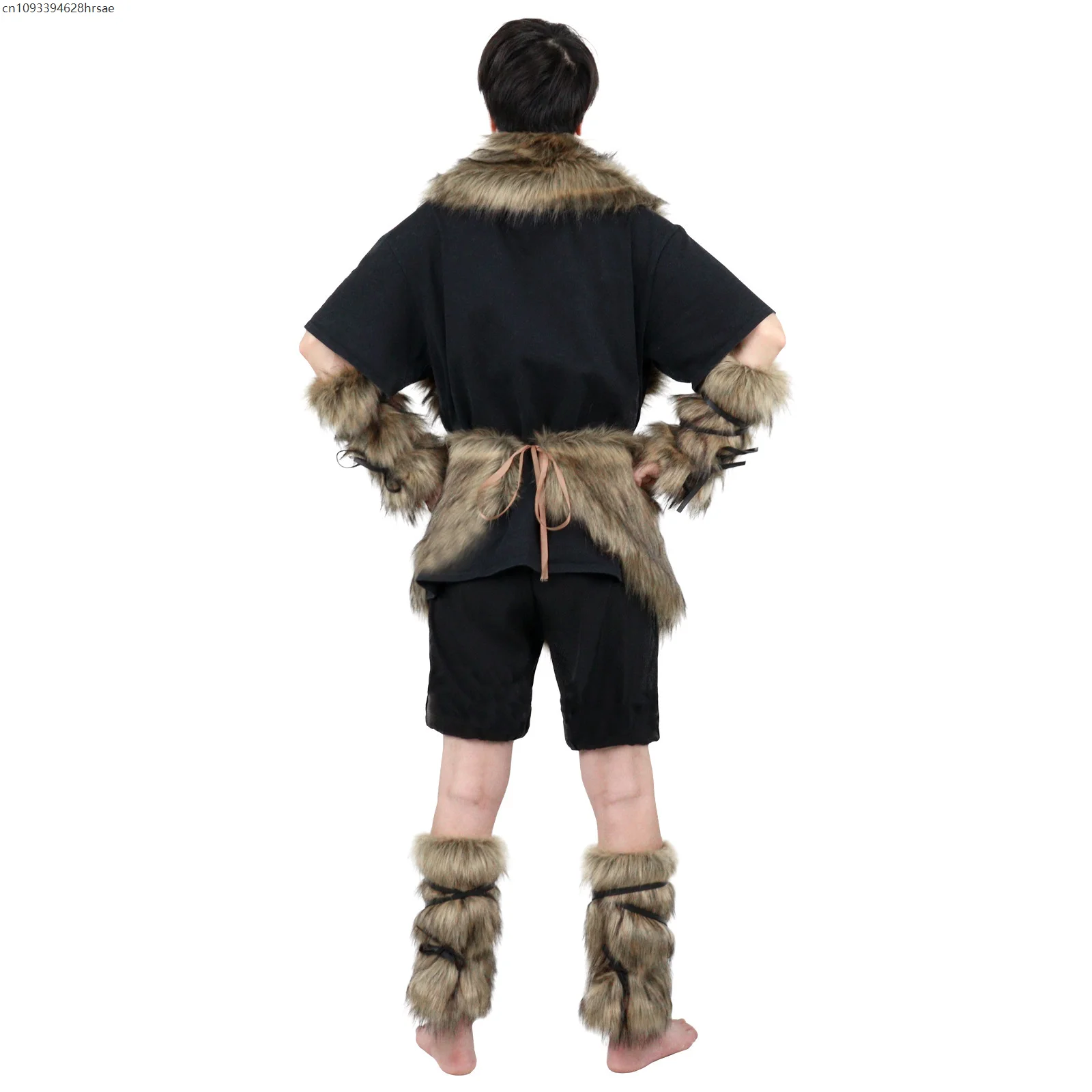 Minissaia masculina com gola de pele sintética, conjunto de fantasia com punhos de braço peludo e aquecedores de pernas, capas para cosplay, acessórios de festa
