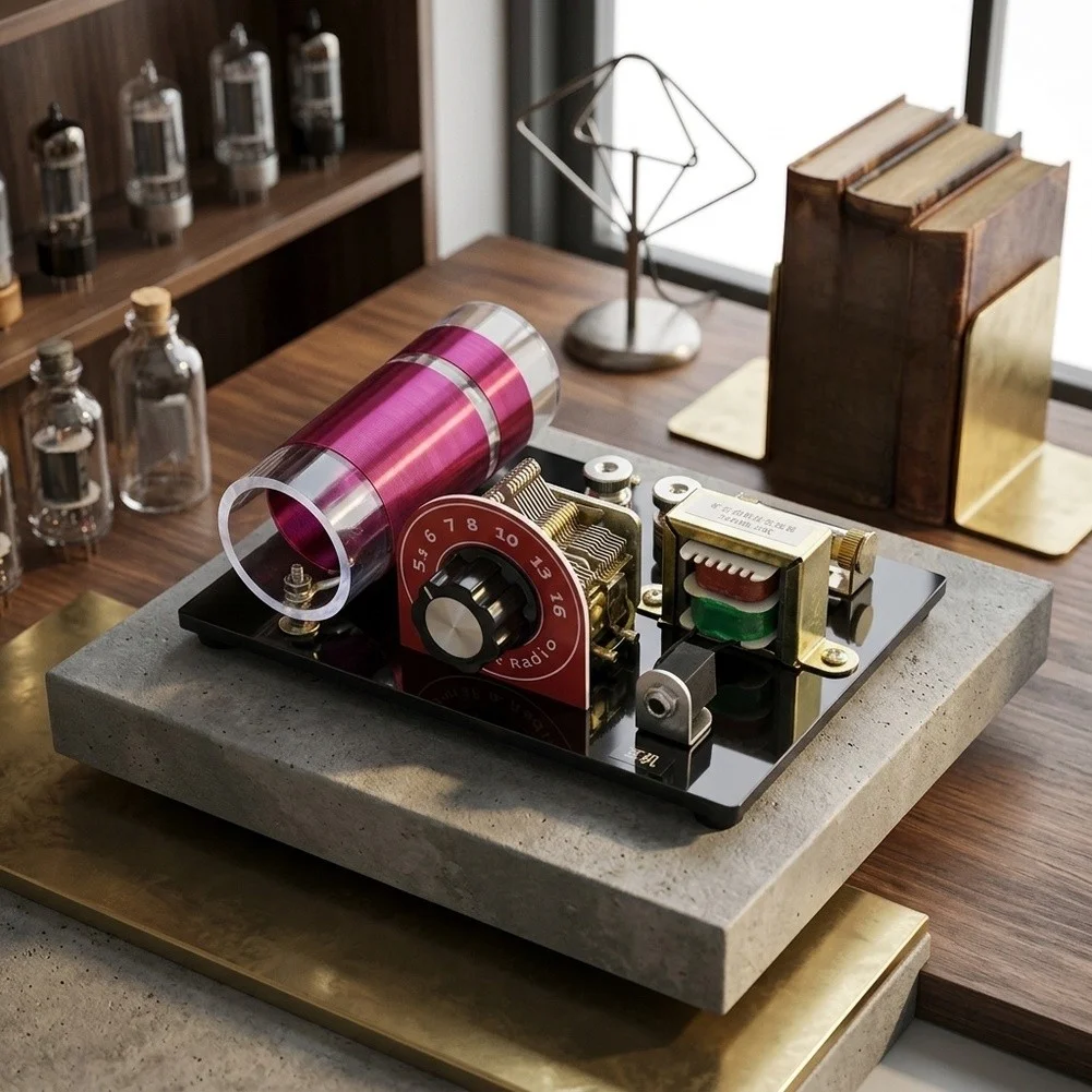 For Crystal Radio Kit with Architecture Air Variable Capacitor Interface and Diode Detector for Signal Demodulation