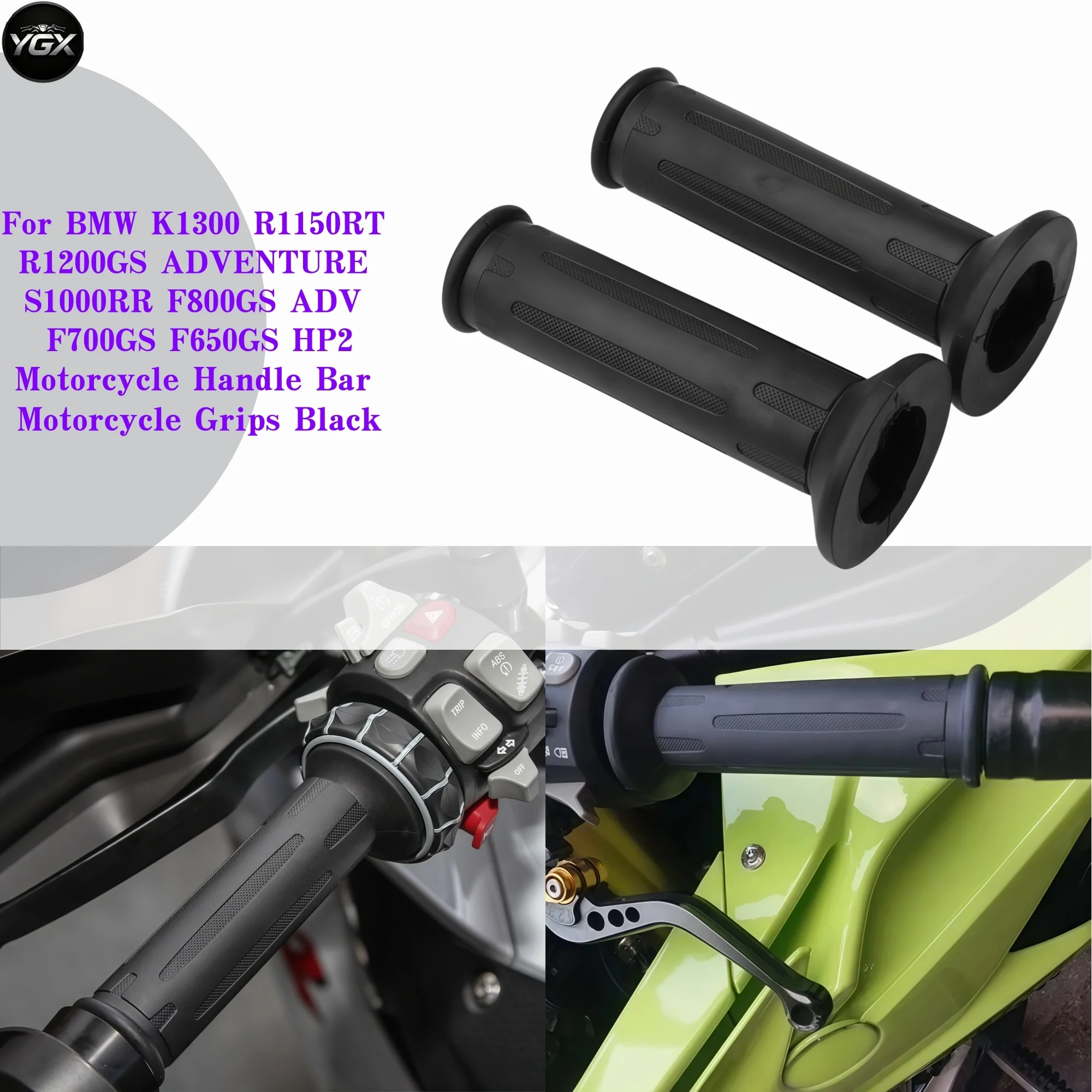 For BMW K1300 R1150RT R1200GS ADVENTURE S1000RR F800GS ADV F700GS F650GS HP2 Motorcycle Handle Bar Motorcycle Grips Black