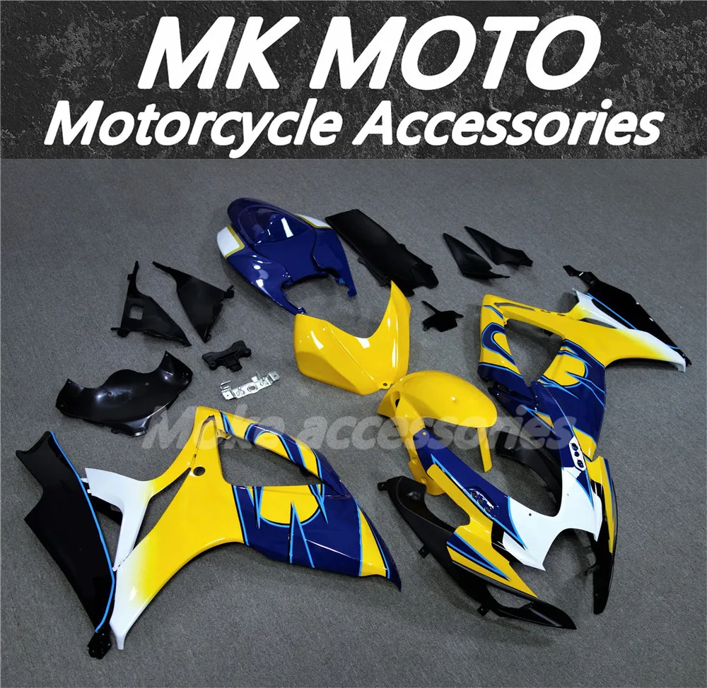 Kit fairing sepeda motor cocok untuk gsxr600/750 2006-2007 Set Bodywork kualitas tinggi injeksi ABS baru kuning biru Corona