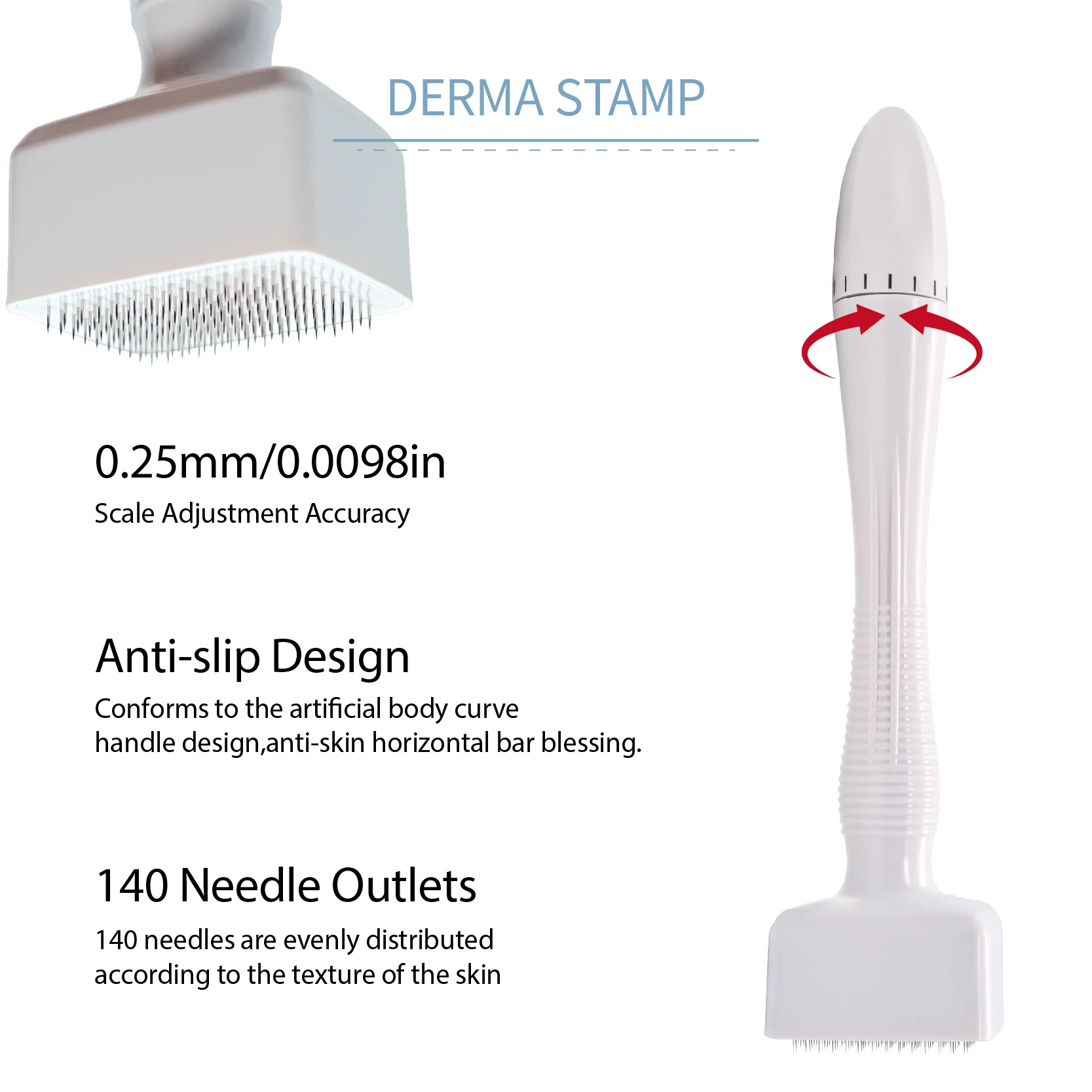140 Needles Adjustable Derma Stamp Microneedle Face Roller Massager Skin Beard and Hair Care Needle Length 0.25mm image 6