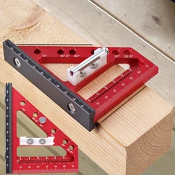 1Pc 3D Multi Angle Measuring Ruler 22.5-90 Degree Aluminium Carpentry Square Protractor Drawing Line Ruler Miter Triangle Layout