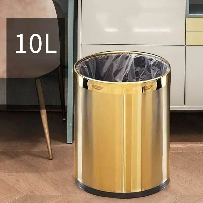 Gold Garbage Bin Double Layer Household Ktv Hotel Waste Bucket Kitchen Living Room Bathroom Dustbin Fashion Trash Can Toilet