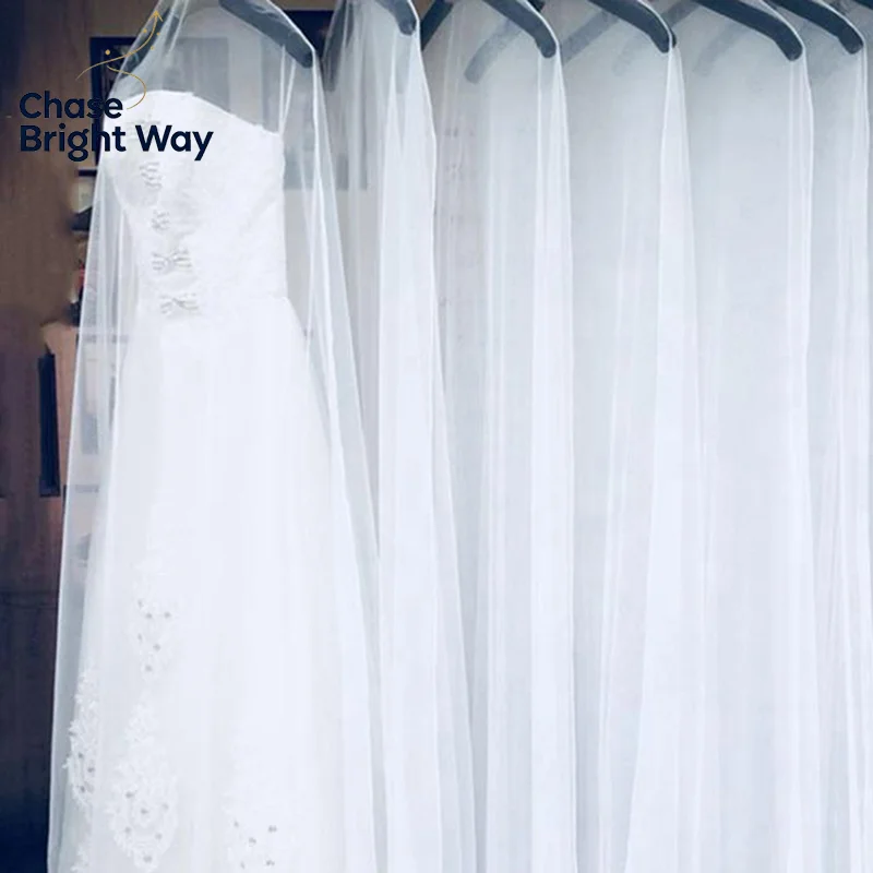 1pcs Transparent 160cm/180cm/200cm Long Soft Tulle Dust Cover Home Clothes Wedding Dress Protector White Mesh Yarn Material