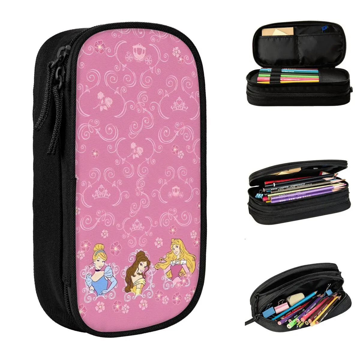 Princess Snow White Ariel Elsa Pencil Cases Belle Aurora Rapunzel Pen Bags Girls Boys Large Storage School Supplies Pencilcases