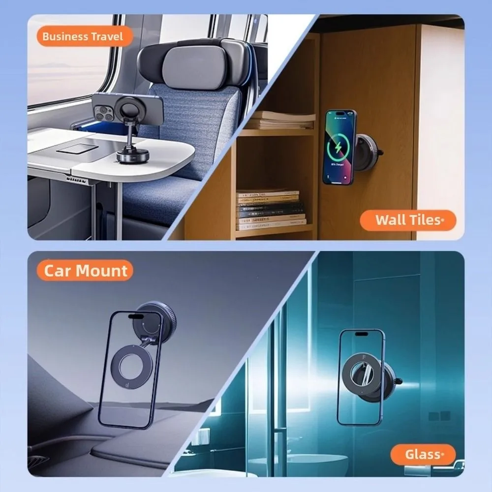 Phone Mount Magnetic Car Phone Holder Folding 360° Rotating Cell Phone Bracket Universal Portable Travel Phone Stand Desktop