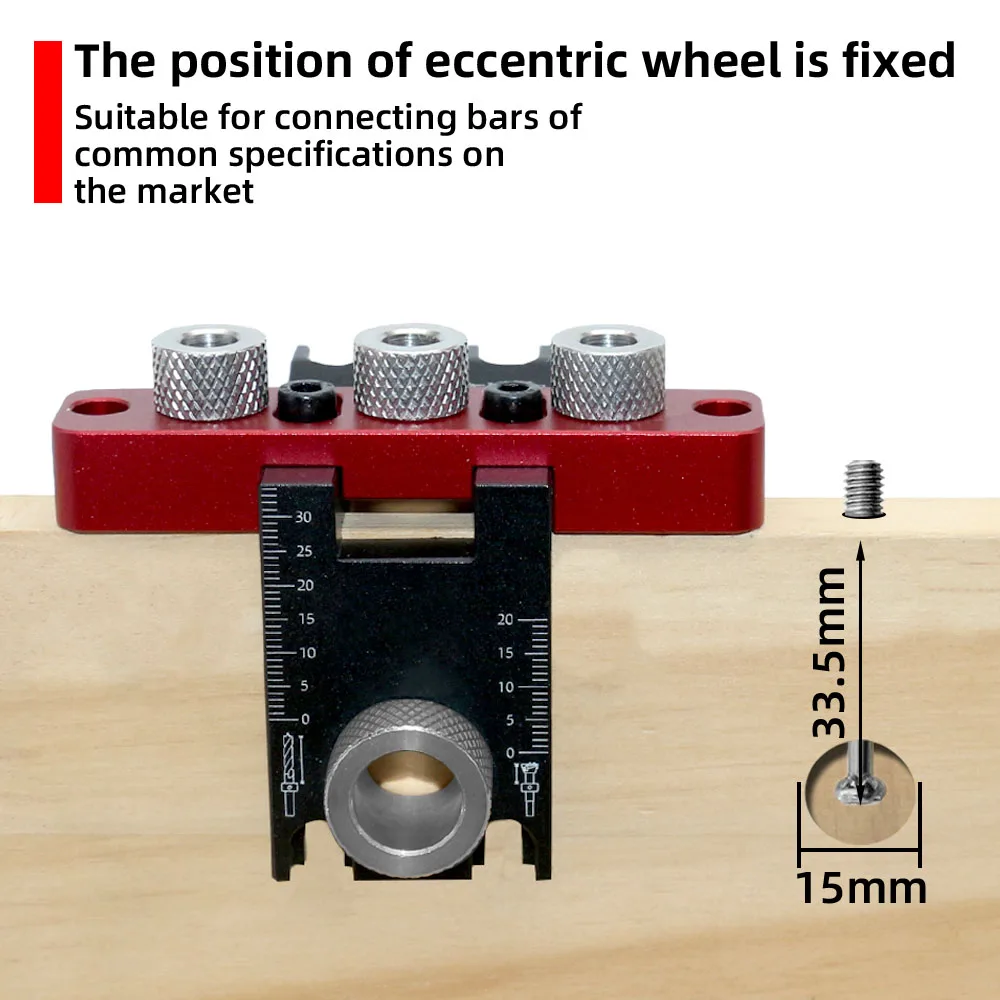 Holzbearbeitung 3-in-1-Dübellehre, Universal-Dübelle, Nockenlehre, Holzloch-Bohrführung, Locator, verstellbares Taschenloch-Jig-Set – Detail 3