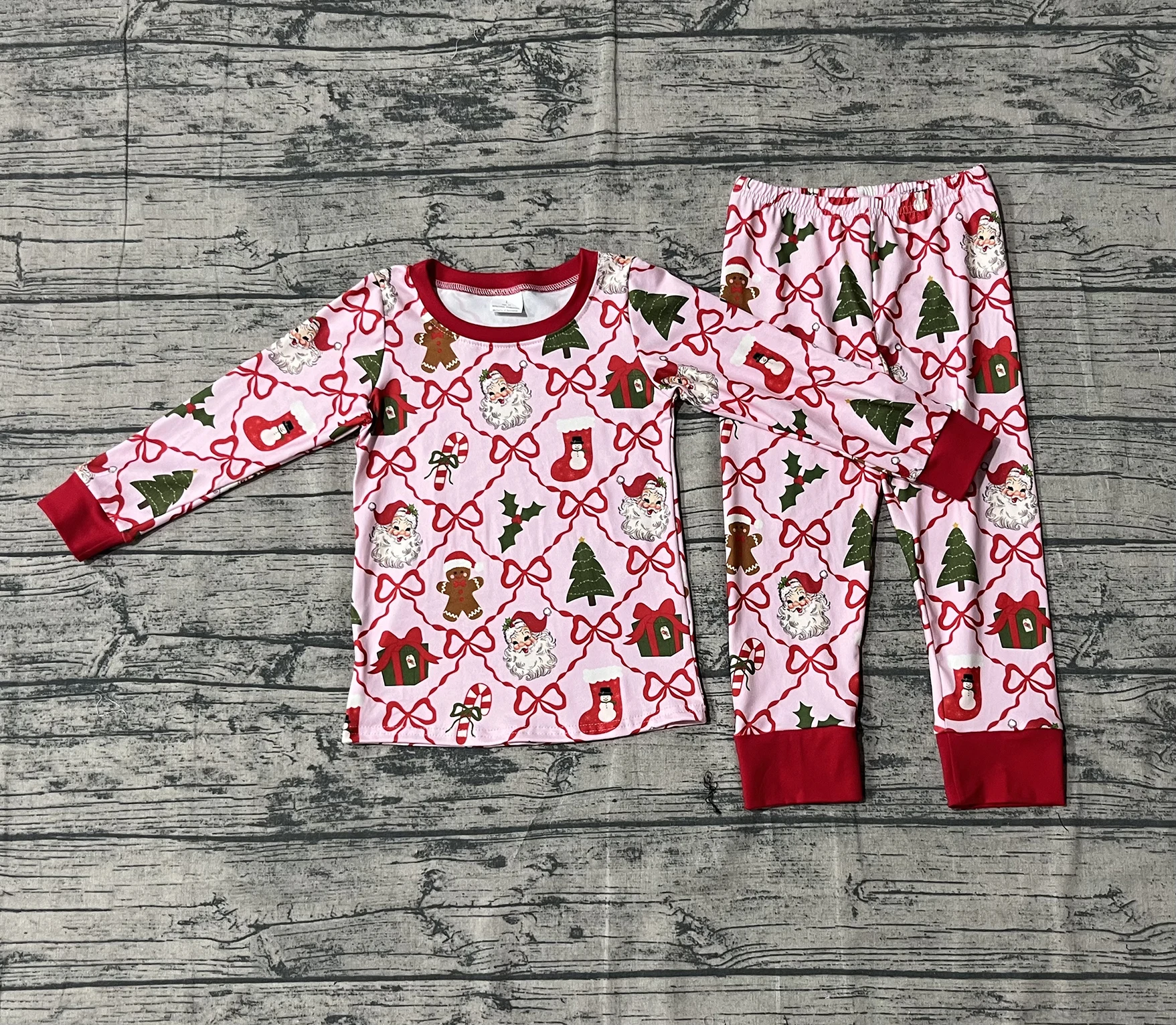 

Z1006-18 GLP2807 Kids Girls Outfit Long Sleeve Top With Pants Set Children Christmas Clothes