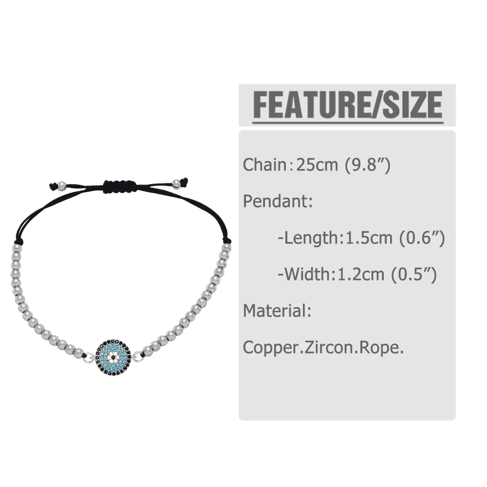 FLOLA Silver Color Turkish Eye Bracelets for Women Girls Tennis Bracelets CZ Crystal Lucky Amulet Jewelry Gifts ojo turco brth63