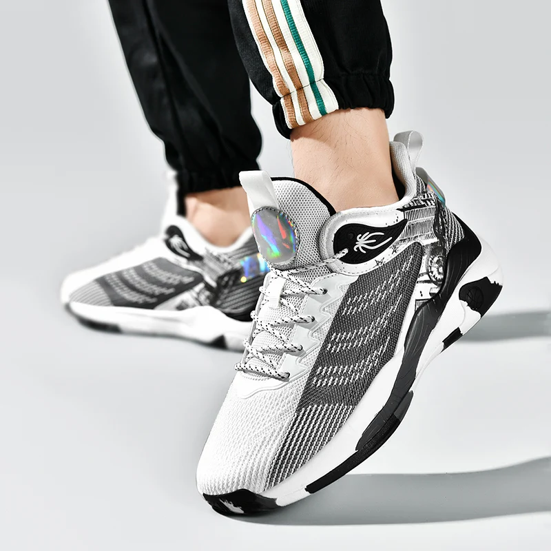 

Sports and leisure shoes, men's shoes, marathon oversized air cushioned shoes, fly woven all season rubber, wear-resistant, anti