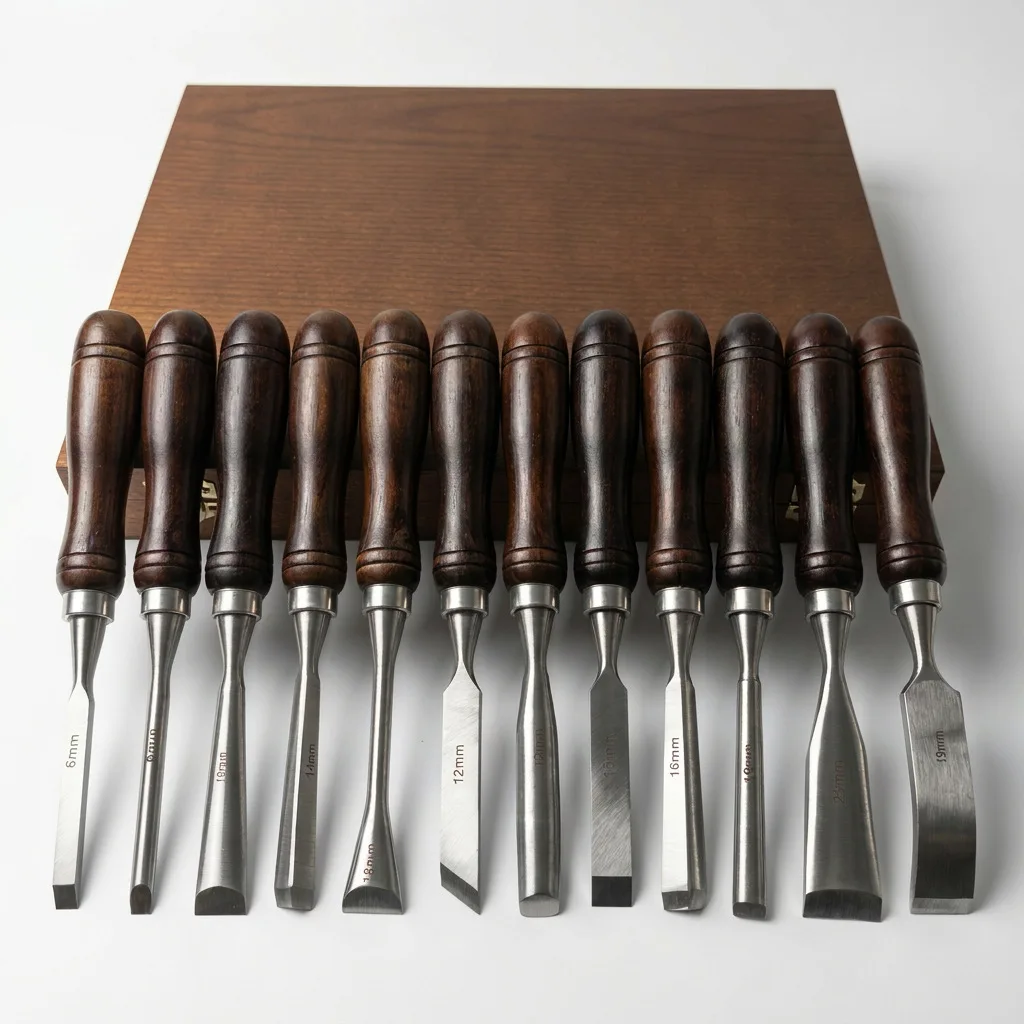 12 Pcs Wood Detail Carving Chisels 60CRV Steel Engraving Relief Sculpting Gouges Set Professional Woodworking Knives for Floral