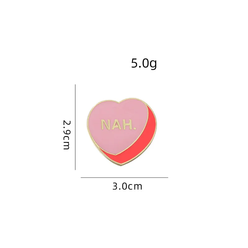 Cartoon pink love enamel badge Creative English letters NAH pin buckle small brooch clothing bags hats accessories jewelry gifts