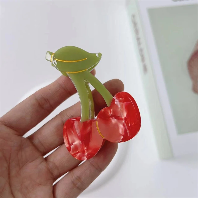 

New Cute Acetate Fruits Hair Claw Clips For Women Girls Cherry Lemon Catch Clamp Hair Accessories Headwear Gifts