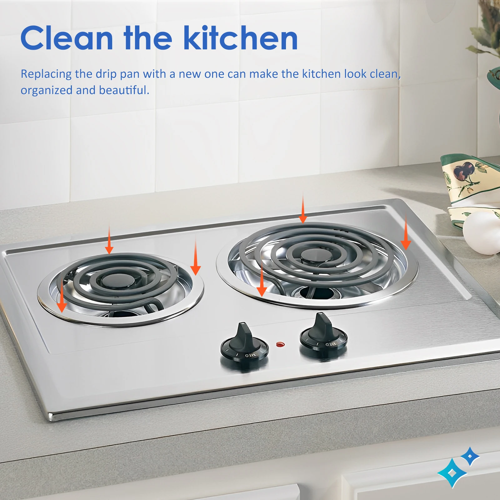 4Pcs Drip Pans Set Round Stove Drip Pans with Chrome Coating Heat Resistant Drip Pan Electric Stove Burner Drip Pans for Kitchen
