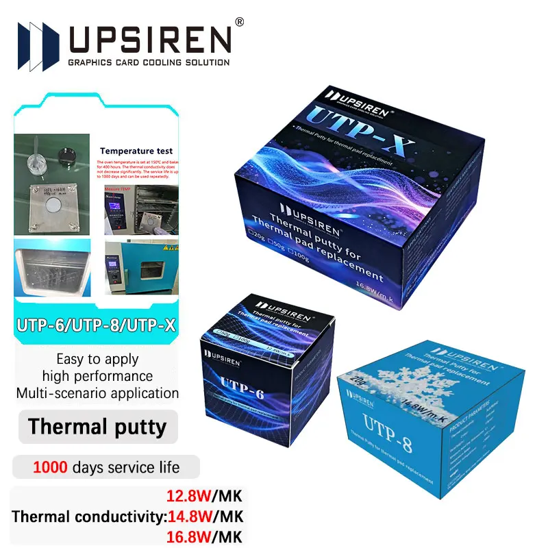 

UPSIREN UTP-6 UTP-8 UTP-X для процессора VGA, графического процессора IC, сменная термопрокладка, термоблокирующая шпатлевка, термошпатлевка, быстрое охлаждение