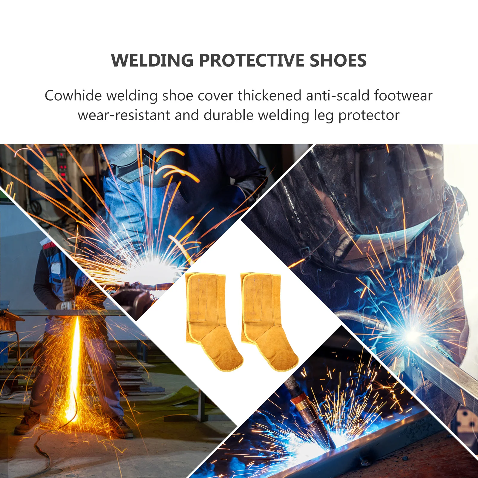 1 Pair Welding Foot Protectors Cowhide Covers For Welders Durable Heat Resistant Safety Gear Welding Work Protection