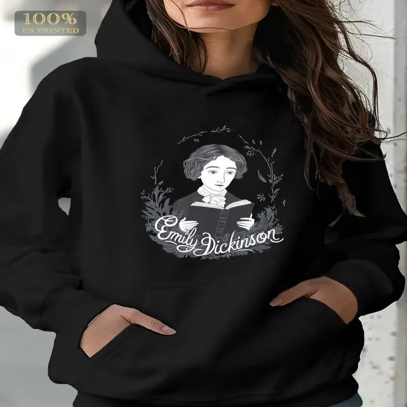 

Winter Fall Plus Size Oversize Sweatshirt Women Female Clothes Emily Dickinson Geometric Print Machine Washable Long Sleeve Y2k