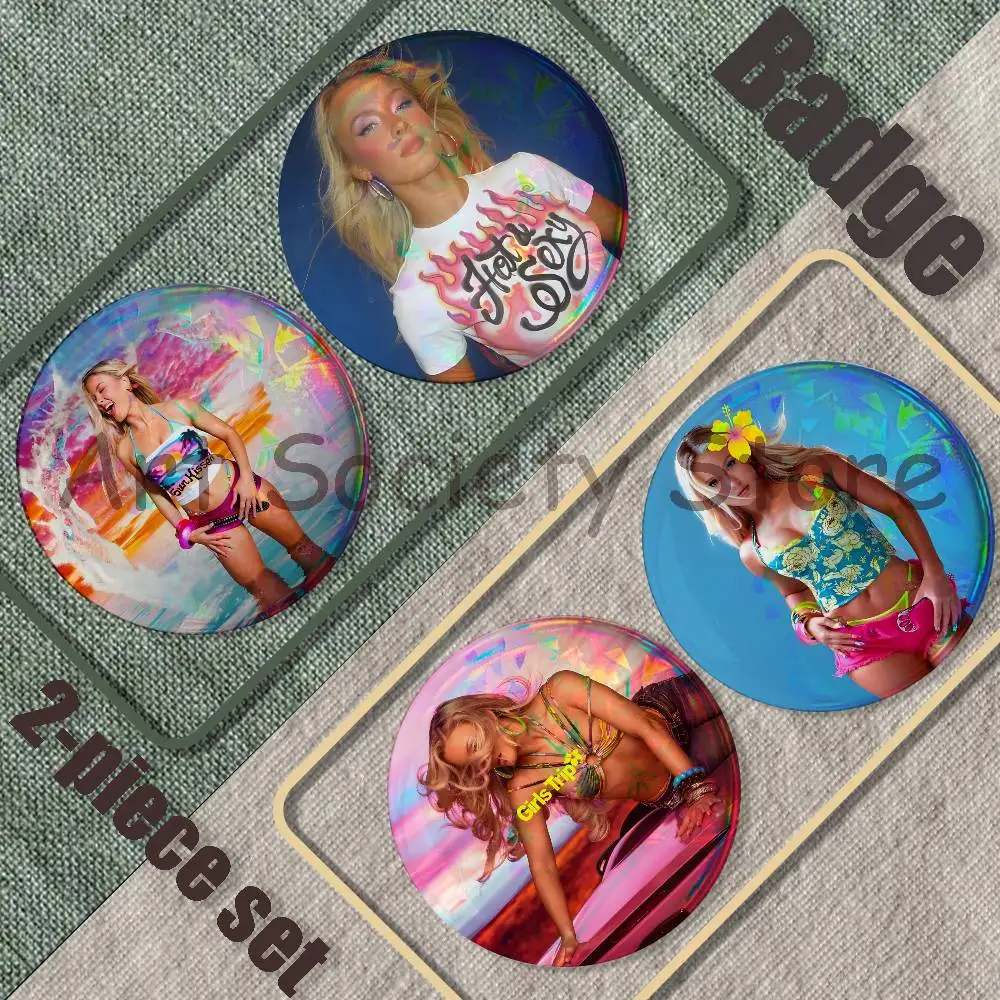 Singer Z-Zara L-Larsson Brooches for Backpack Accessories 25,32,44,58,75mm Round Enamel Pins 2-piece set Cartoon Anime Badge