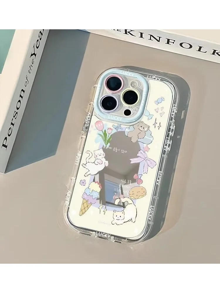 Summer Cat Delicious Candy Mirror Phone Case For iPhone 17 AIR 16 15 14 13 12 11 PRO MAX 7 8 PLUS Anti Drop Dustproof Cover view 5