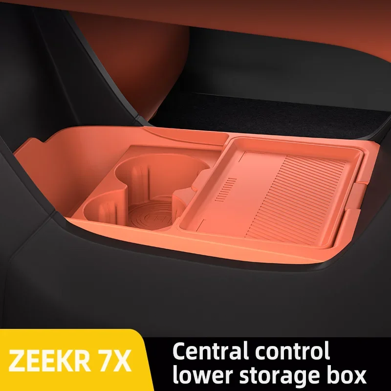 

For Zeekr 7X 2026 Center Console Storage Box Custom Silicone Organizer Tray Anti-Slip Cup Holder Mat Car Accessory For 7X 2026