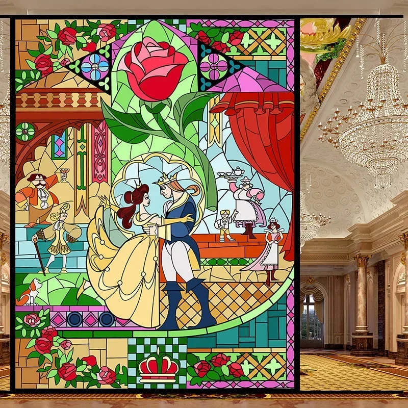 European Opaque Paper Vintage Glass Paste Custom Hotel Background Partition Wall Imitation Painted Art Film Transparent