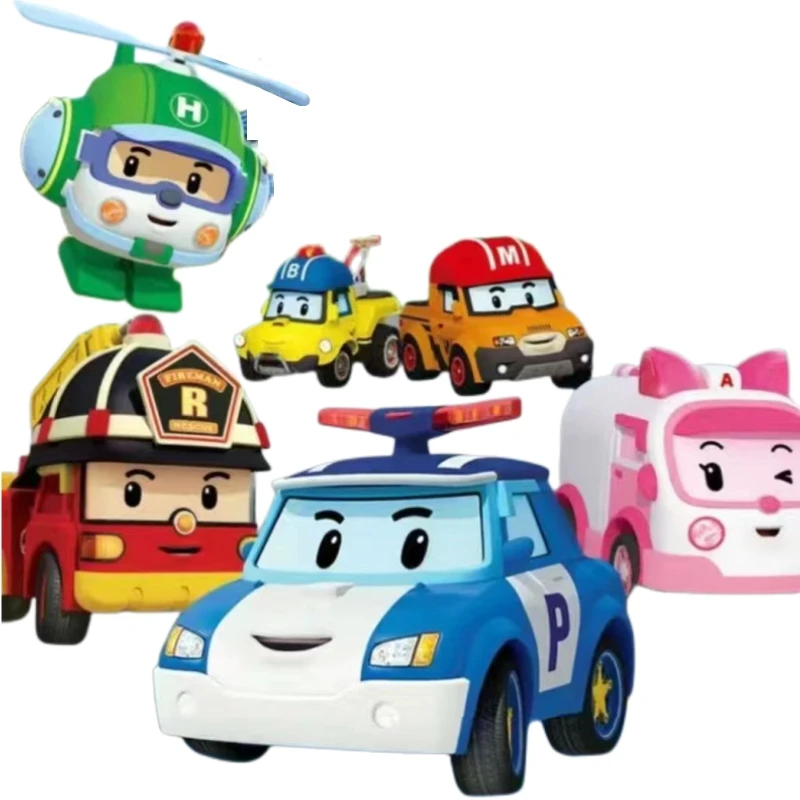 Cartoon Anime Action Figure Robocar Police Car Ambulance Pickup Fire truck Inertia vehicle Po Ambe Roy Helly Li Puzzle Kids Toy