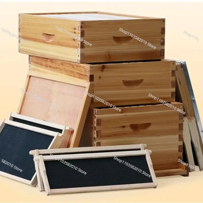 Complete Beekeeping Equipment Kit, UK National Beehive Wood Box Eco-Friendly Polished