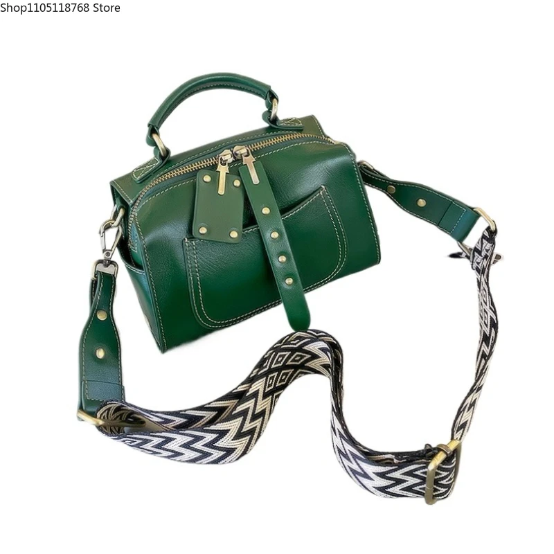 

Женская сумка через плечо из воловьей кожи с двойной молнией, роскошная брендовая сумка через плечо