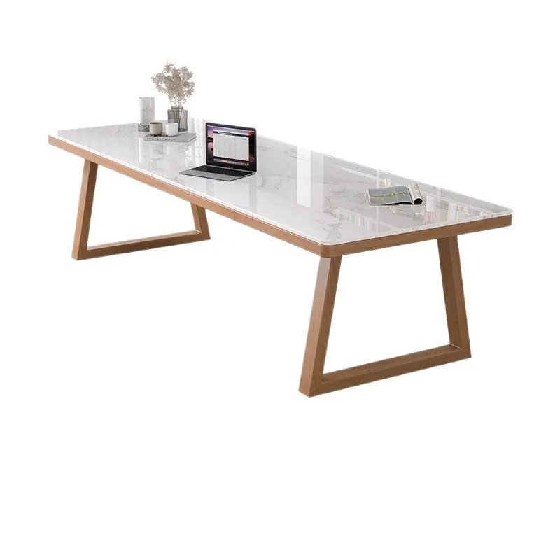 Solid wood rock slab desk dining table Double study Household Living room large desk Workbench computer table