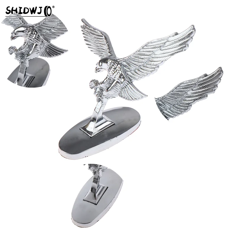 1Pc 3D Emblem Eagle Moto Front Sticker Motorbike Decorations Metal Flying Accessories Chrome Gold Silver Motorcycle Decal