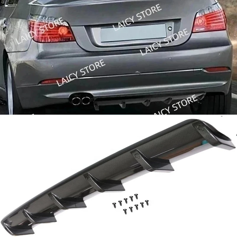 LAICY For 5 Series E60 E61 Sedan Car Rear Bumper Side Diffuser Lip Spoiler Splitter Spoiler Shark 6 Fins Wing Body Kit Black