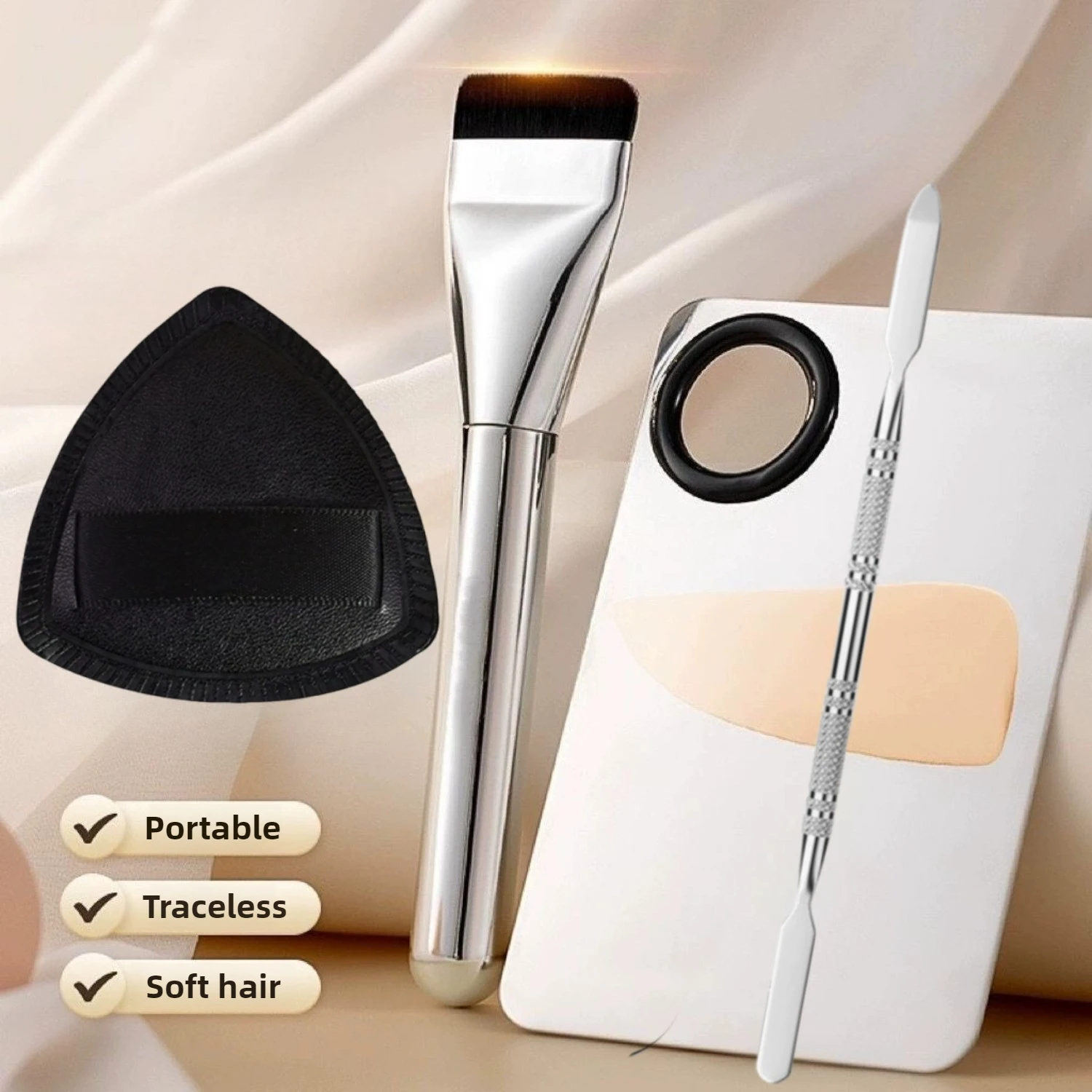Palette de mélange de maquillage, brosse de fond de teint Ultra fine avec spatule, mélangeur de bouffées cosmétiques, brosse plate pour Contour du visage, outils de maquillage