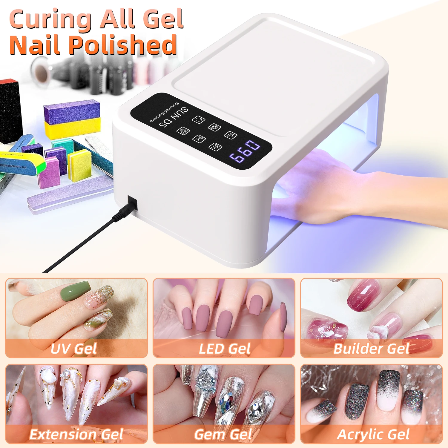 Uv Led Lamp Voor Druk Op Nagel Droger Snel Droog Led Nagel Drogen Lamp Opvouwbaar Voor Het Uitharden Van Alle Gel Nagellak Manicure