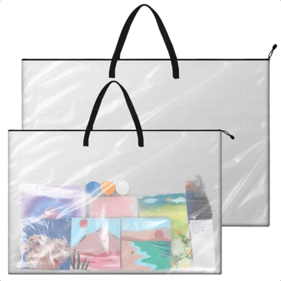 

2 Pcs Art Portfolio Case 36 x 48 Inch and 24 x 36 inch Large Poster Storage Bag Portfolio Folder PVC Art Portfolio Container Bu