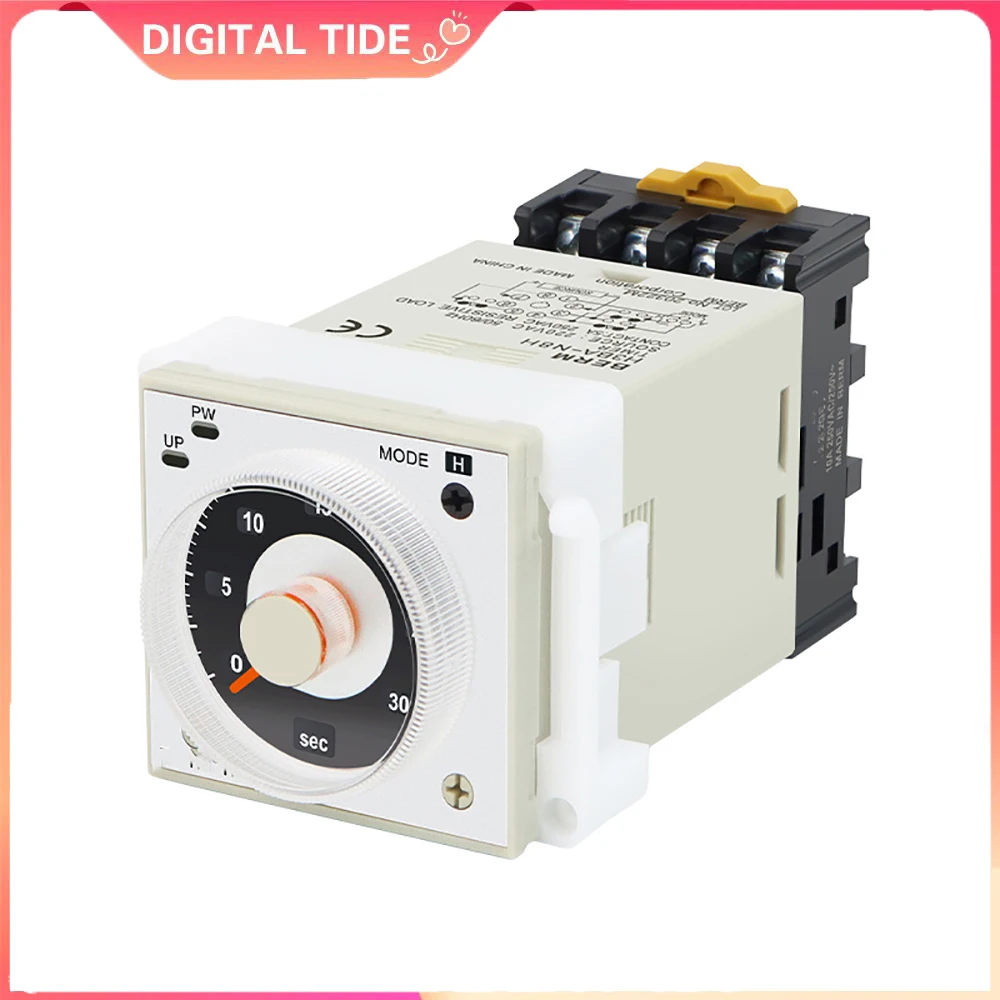AC220V or DC24V Adjustable H3BA  Analog Timer Relay 8 Pin Panel Mount Time Delay Controller 1.2 Seconds to 300 Hours